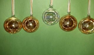 Vintage Hand Blown Glass Christmas Ornaments Set Of 5