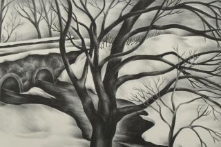 1930 VICTORIA HUTSON HUNTLEY: Winter Landscape Lithograph Huntley ' s First Work 2