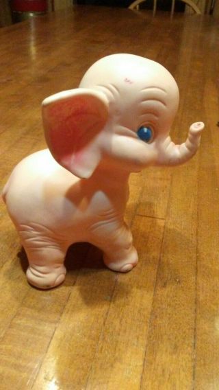 Vintage Rubber Squeeky Toy Pink Elephant By The Edward Mobley Co.  1950s