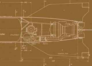 V - 2/ A - 4 Rocket Layout Brownline Blueprint in German from Captured Plans 2