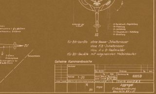 V - 2/ A - 4 Rocket Layout Brownline Blueprint in German from Captured Plans 3