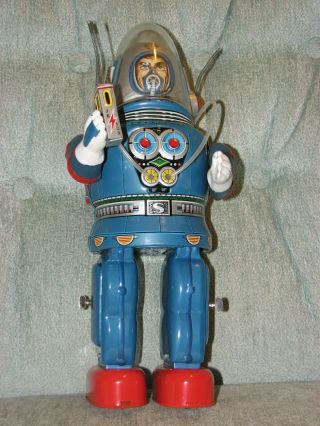 Vintage Rosko Nomura Astronaut w/ Box Blue Japan Tin Toy 1960s 2