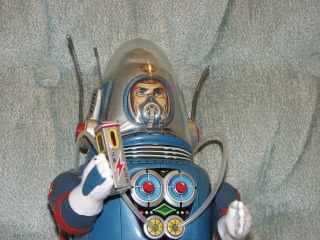 Vintage Rosko Nomura Astronaut w/ Box Blue Japan Tin Toy 1960s 3