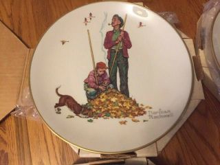 Complete Set 1974 Gorham China Norman Rockwell Plates Four Seasons 2