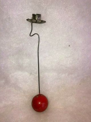 Antique Xmas Weighted Candle Holder For Tree/feather Tree - - Red Clay Weight
