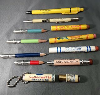 Vintage 7 Bullet Advertising Pencils & Pen Agriculture Feed Seed livestock 2