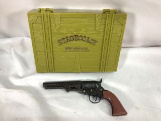 Vintage Marx Mini Miniature Cap Gun Stagecoach Pistol Toy Revolver With Case.