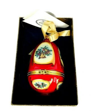 Valerie Parr Hill Porcelain Mr,  Christmas Ornament Egg Music Box Handcrafted