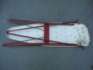 Vintage 1950s Retro Red White Metal Childrens Play Toy Ironing Board Folds Stand 2