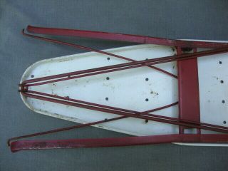 Vintage 1950s Retro Red White Metal Childrens Play Toy Ironing Board Folds Stand 3