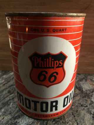 Vintage Phillips 66 Motor Oil Quart Tin Can Empty