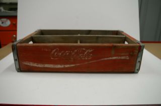 Vintage Coca Cola Coke Wooden Crate In Red 4 Dividers 1950s 1960s ? Vtg