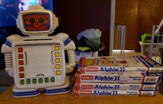 Vintage 1983 Playskool Alphie Ii Battery Operated Robot Toy With Add Ons