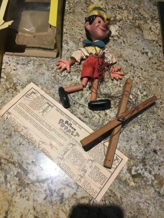 Vintage Pinocchio Pelham Puppet Marionette Sl7 W/ Instructions