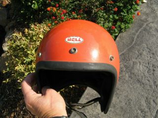 Vintage 1976 Bell Rt Motorcycle Helmet Orange