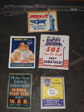 Wwii Us Homefront Victory And Propaganda Stamps Set Of 5