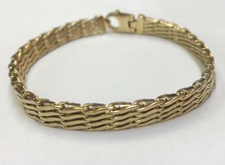 Vintage Italy Yellow Gold 14k Woven Link Heavy Thick Bracelet 7 - 7/8” & 28.  3gr