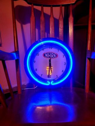 Nhra Drag Racing Wall Clock Neon Blue Light & Christmas Tree Lights Up