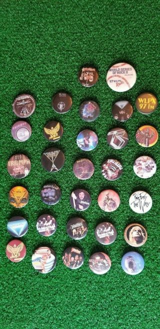 32 Vintage Rock And Roll Pinback Pin Buttons - Rock Bands - Pink Floyd,  Triumph