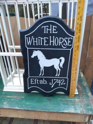 The White Horse Blended Scotch Whiskey Established 1742 Wood Bar Sign 22 " X 14 "