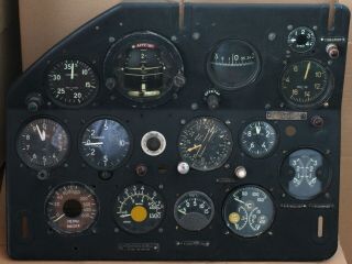 Vintage Soviet Russian Aircraft Cockpit Panel With 14 Indicators - An - 2