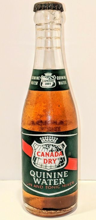 Vintage Canada Dry Quinine Water Full Bottle 7 0z Gin&tonic Mixture