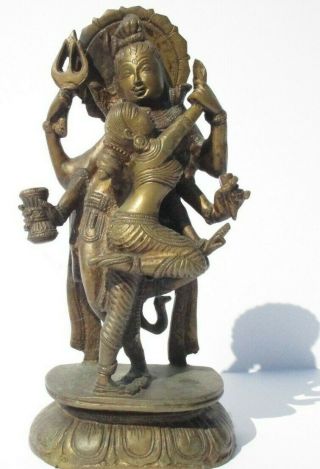 Metal Sculpture Icon Vintage Tibetan Hindu Statue God Goddess 10 " Idol Brass