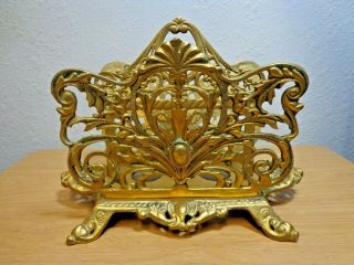 Vintage Art Nouveau Letter Napkin Holder Solid Brass