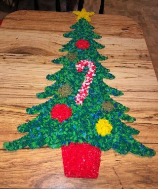 Vintage Melted Plastic Popcorn Christmas Decorative Tree 24” Vibrant Colors