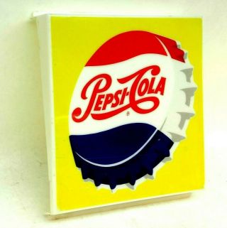 Vintage Plastic Lighted Sign Pepsi Bottle Cap Cover Only Yellow