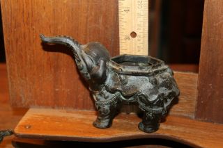 Antique Smelter Bronze Finish Cast Metal Chinese Elephant Pin Cushion Of Box