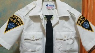 Vintage Prison Guard Uniform Shirt W/ Patches & Tie - Toledo House Of Correction