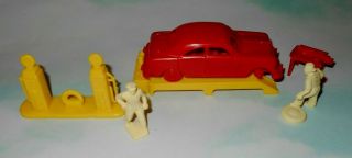 1950s Marx Gas Station Play Set Hard Plastic 35mm Take A Part Car & Accessories