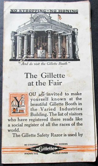 Gillette Safety Razor 1915 Ppie Panama Pacific Exposition San Francisco Brochure