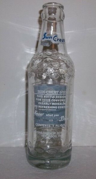 Sun Crest Keystone Seven Up Bottling Co.  Hopwood PA.  Clear 7 oz ACL Soda 2