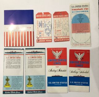 VTG 1967 SS United States Deck Sailing Schedule Pamplets Tickets Passenger List 2