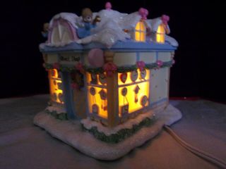 Hawthorne Christmas Village Precious Moments Tick Tock Clock Shop - Lights Up