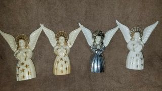 Vintage Set Of 4 Plastic Angel Ornaments