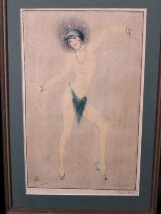 Vintage Vala Moro Art Deco Nude Woman Colored Etching Prints Signed 2