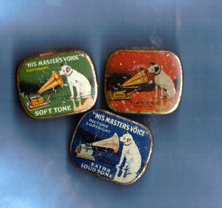 3 Old Rca Victor His Masters Voice Advertising Tin The Gramophone Co.