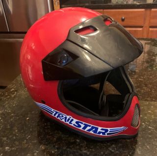 Vintage Motorcycle Helmet Bell Trailstar Full Face 80’s Retro Moto Star Shca - Xlg