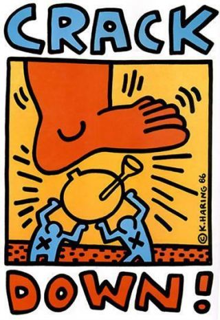 Crack Down 1986 Rock Concert Benefit Poster By Keith Haring