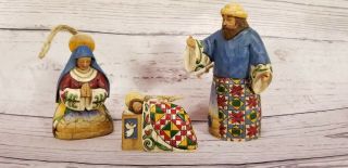 Jim Shore Nativity Holy Family Ornaments 2004 Mary Joseph Baby Set Of 3