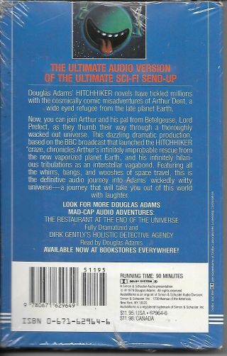 The Hitchhiker ' s Guide to the Galaxy Cassette Read by Douglas Adams 1979 2