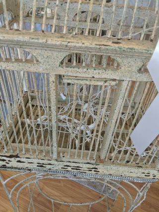 Vintage Bird Cage with Stand,  shabby chic,  ivory white,  weddings,  home decor 3