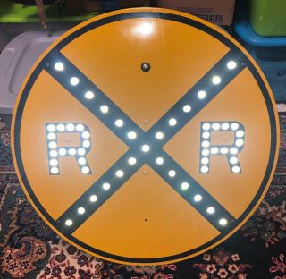 Vintage Railroad Crossing Sign Glass Marble Reflectors 30 " Rr Cats Eyes