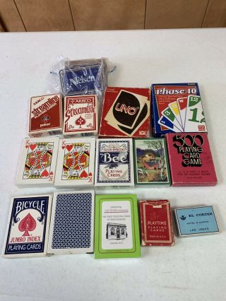 15 Decks Cards,  El Corte/ Playtime Mini/500 Card Game/phase 10/uno/bee - Some