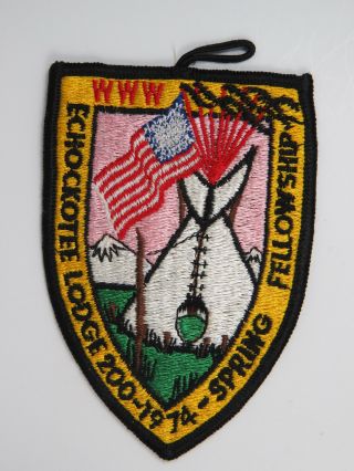 Oa Lodge 200 Echockotee Ex1974 - 2 Patch; Spring Fellowship [r631]