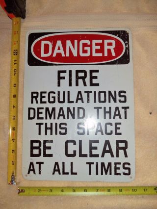 Vintage Industrial Factory Cold War Metal Danger Fire Regulation Sign Prop B2