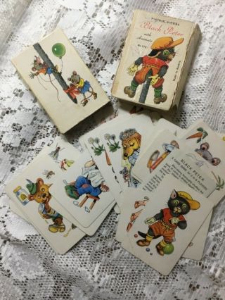 Vintage Playing Game Cards Black Peter Austria Piatnik Vienna Cute Animals 272